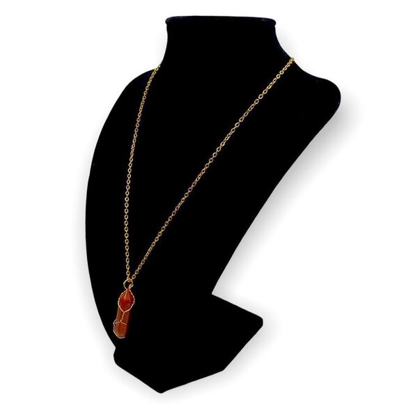 NWT Wool + Pepper Co. Sandstone Crystal & Gold Necklace - AMBITION - Picture 2 of 5